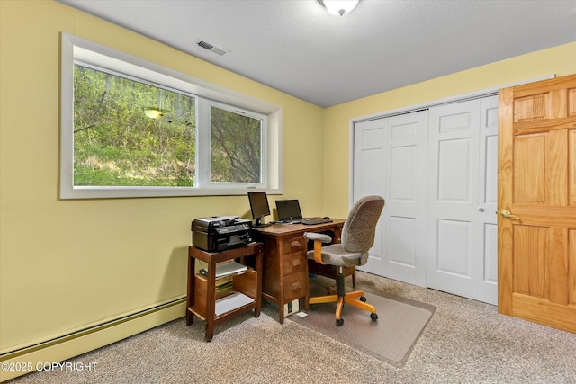 26266 Vallihi Cir, Eagle River, AK 99577 - carpeted home office with a baseboard heating unit
