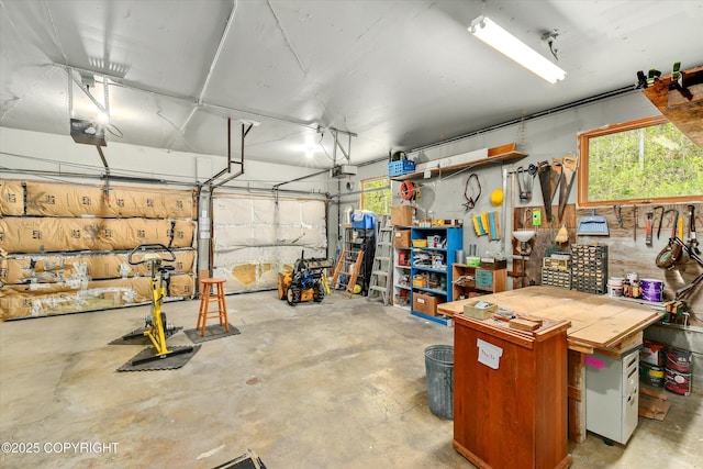 26266 Vallihi Cir, Eagle River, AK 99577 - garage with a workshop area and a garage door opener