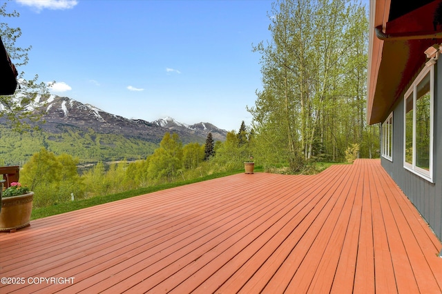 26266 Vallihi Cir, Eagle River, AK 99577 - deck featuring a mountain view