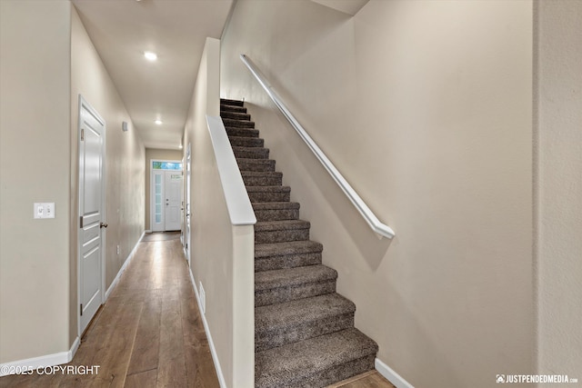 1473 Shallow Pool Dr # J1, Anchorage, AK 99504 - stairway with wood finished floors, recessed lighting, and baseboards