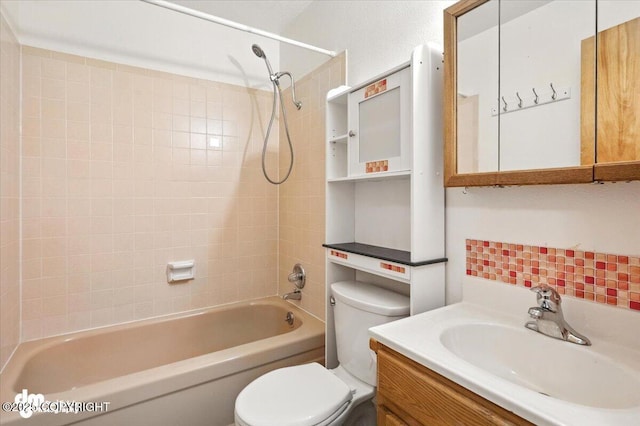 3337 Madison Way, Anchorage, AK 99508 - full bath featuring washtub / shower combination, vanity, and backsplash