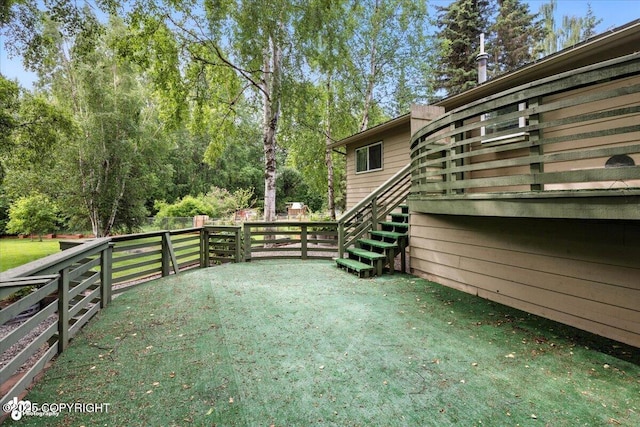 3337 Madison Way, Anchorage, AK 99508 - view of yard with stairway and a wooden deck