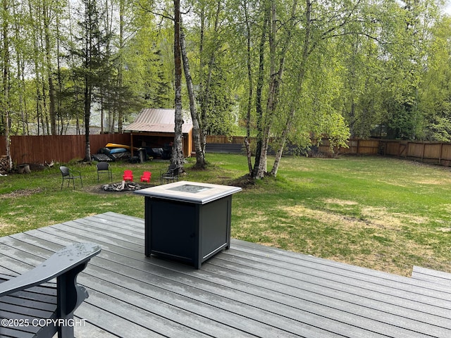 21675 Sheltering Spruce Loop, Chugiak, AK 99567 - wooden deck featuring an outdoor fire pit