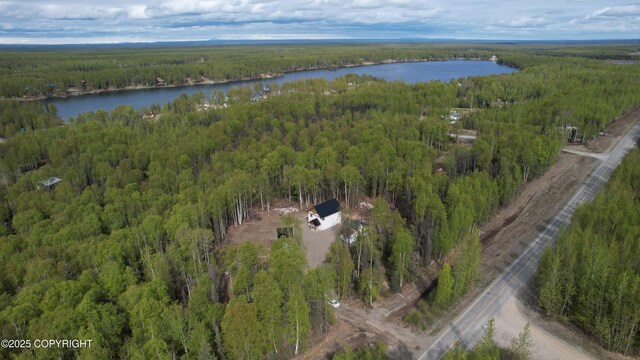 26155 W Long Lake Rd, Willow, AK 99688 - aerial view of property and surrounding area with a forest and a nearby body of water