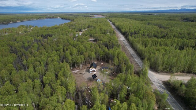 26155 W Long Lake Rd, Willow, AK 99688 - aerial view of property's location featuring a heavily wooded area and a large body of water
