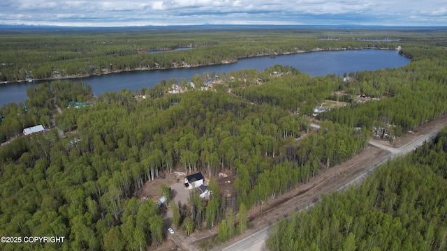 26155 W Long Lake Rd, Willow, AK 99688 - aerial view of property's location featuring a heavily wooded area and a nearby body of water