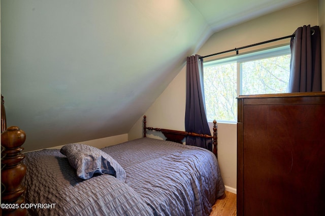 3625 W Hill Rd, Homer, AK 99603 - bedroom with vaulted ceiling, wood finished floors, and baseboards