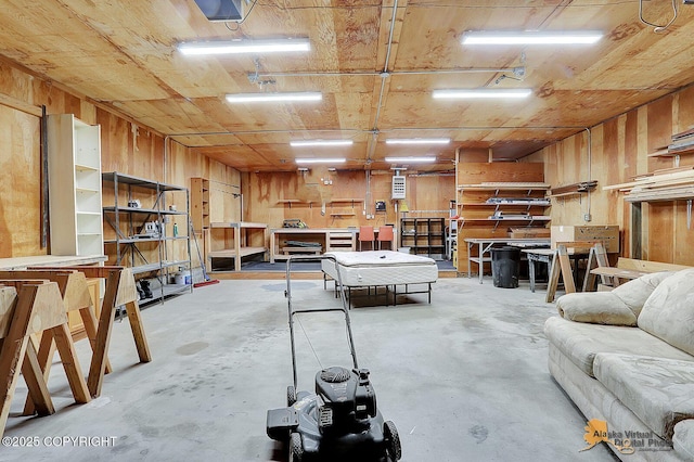 20811 Eagle River Rd, Eagle River, AK 99577 - garage with a workshop area and a garage door opener