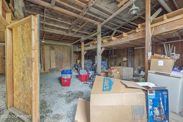 view of unfinished basement