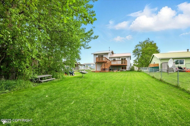 664 E Auklet Ave, Palmer, AK 99645 - view of yard featuring a deck and stairway