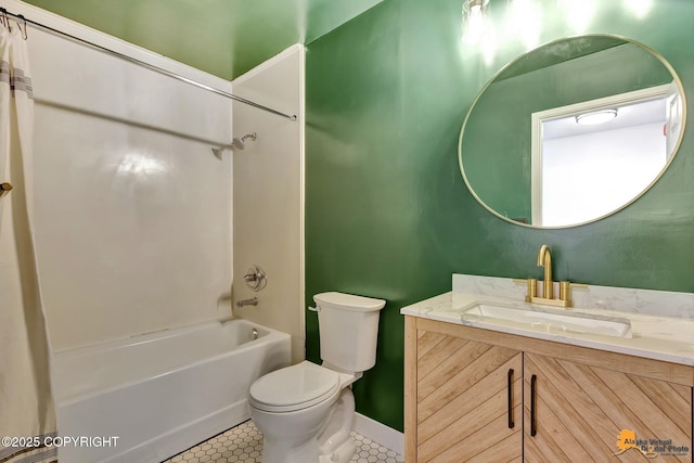 832 O Pl Unit 832, Anchorage, AK 99501 - full bathroom with tile patterned flooring, toilet, shower / bathtub combination, and vanity