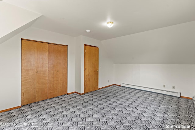 437 E 14th Ave, Anchorage, AK 99501 - bonus room with baseboard heating, baseboards, lofted ceiling, and carpet floors