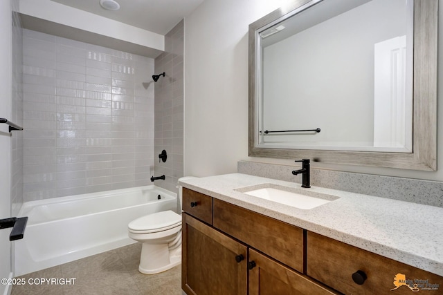 6033 Heather Wood Cir, Anchorage, AK 99502 - full bath with toilet, vanity, tile patterned flooring, and washtub / shower combination