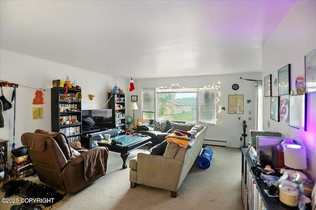 4109 Garfield St, Anchorage, AK 99503 - living area featuring light colored carpet and baseboard heating