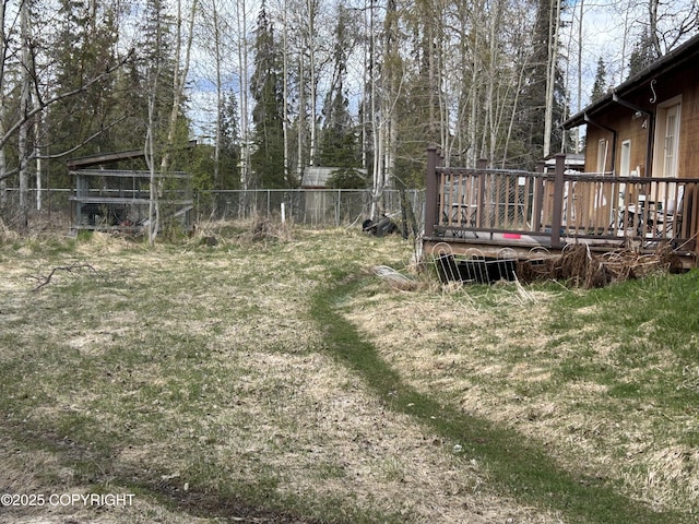 315 On Par Ln, Soldotna, AK 99669 - view of yard with a wooden deck and fence
