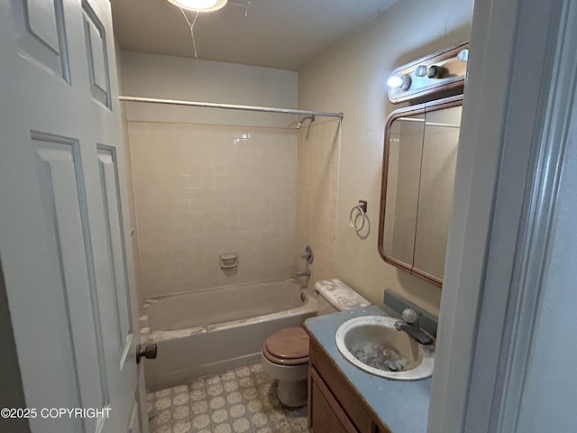 315 On Par Ln, Soldotna, AK 99669 - bathroom featuring toilet, vanity, shower / tub combination, and tile patterned floors