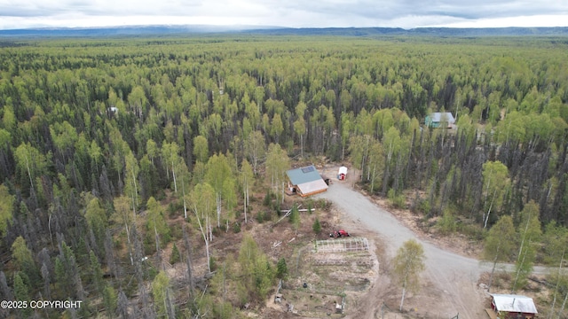 view of property location with a heavily wooded area