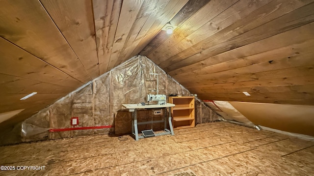 view of unfinished attic