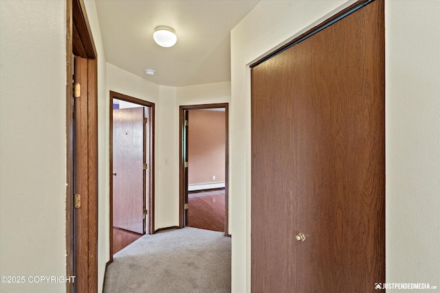 10321 Compass Cir, Anchorage, AK 99515 - hallway with baseboard heating and carpet floors