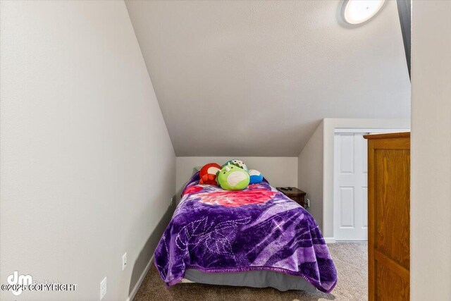 53578 Bell Ave, Nikiski/North Kenai, AK 99611 - bedroom with lofted ceiling, carpet flooring, and baseboards