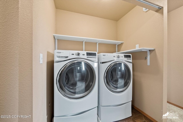 241 N Pasture Pl, Palmer, AK 99645 - laundry room featuring washer and clothes dryer and tile patterned flooring