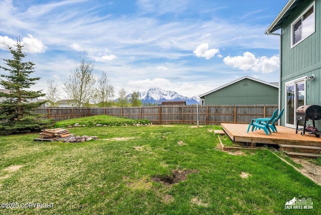 241 N Pasture Pl, Palmer, AK 99645 - view of yard with a deck with mountain view