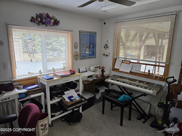 35515 King Salmon Ave, Soldotna, AK 99669 - office area with ceiling fan and carpet flooring