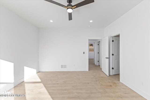 1866 S Rolling Hills St, Wasilla, AK 99623 - unfurnished room with ceiling fan, light wood-style flooring, recessed lighting, and baseboards