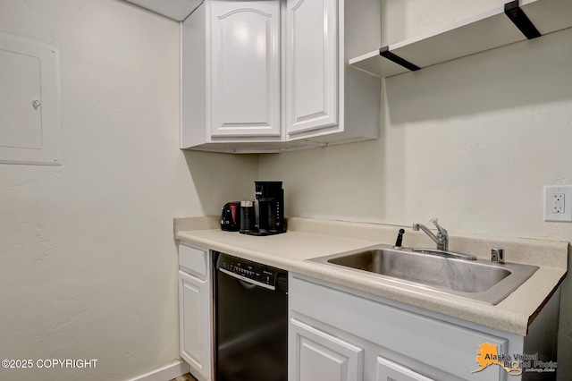 4640 Reka Dr Unit 19, Anchorage, AK 99508 - kitchen featuring dishwasher, white cabinetry, a sink, and light countertops