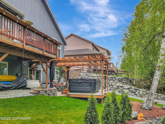 10885 Splendor Loop, Eagle River, AK 99577 - view of yard with a hot tub and a wooden deck