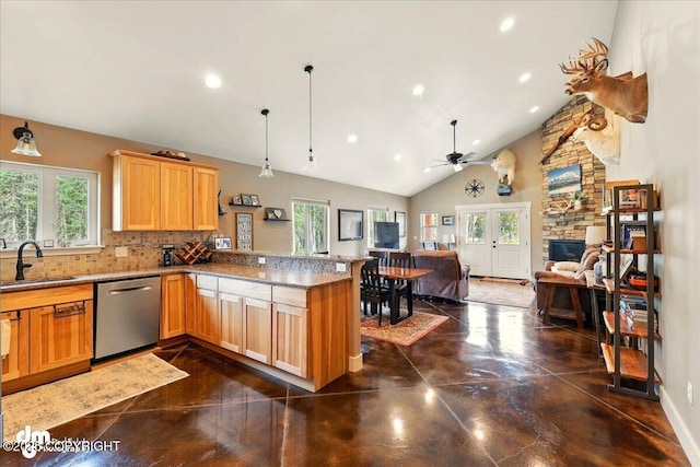 37638 Dutch Landing Loop, Sterling, AK 99672 - kitchen featuring dishwasher, a sink, plenty of natural light, open floor plan, and recessed lighting