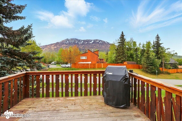 19254 Adak Cir, Eagle River, AK 99577 - deck featuring a mountain view and area for grilling