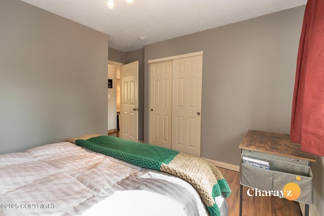 1147 Choctaw Rd, North Pole, AK 99705 - bedroom featuring wood finished floors, a closet, and baseboards
