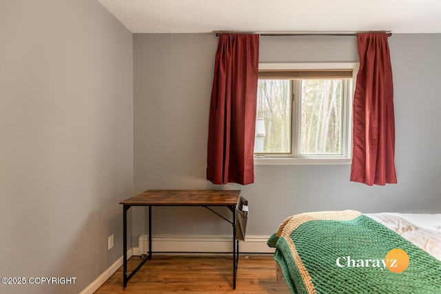 1147 Choctaw Rd, North Pole, AK 99705 - bedroom featuring wood finished floors and a baseboard heating unit