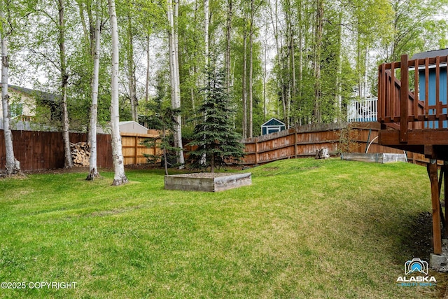 18113 Misty Falls Cir, Eagle River, AK 99577 - view of yard with a wooden deck