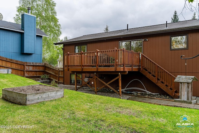 18113 Misty Falls Cir, Eagle River, AK 99577 - back of house featuring a deck and stairway