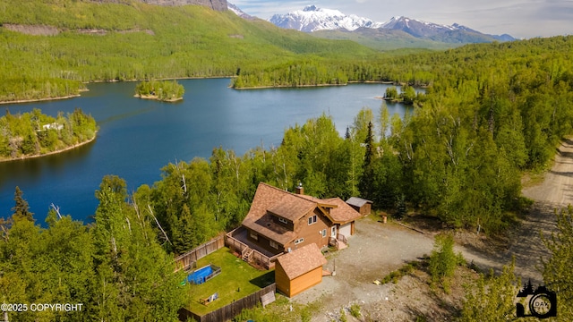18365 E Twin Hills Ln, Sutton, AK 99645 - view from above of property featuring a forest and a water and mountain view