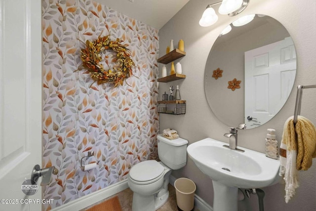 2823 Discovery Bay Dr, Anchorage, AK 99515 - bathroom with toilet, a sink, and a shower with shower curtain