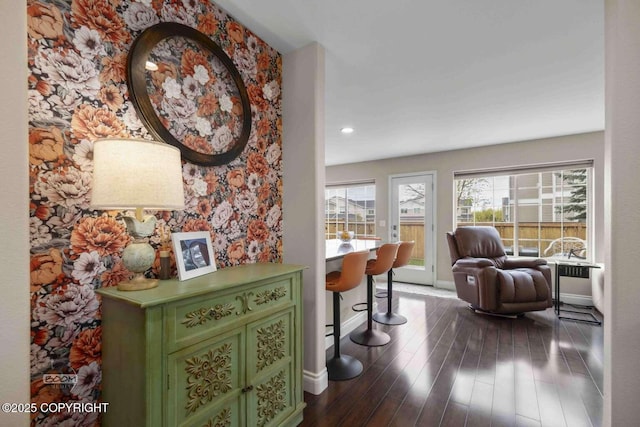 2823 Discovery Bay Dr, Anchorage, AK 99515 - hall with baseboards, dark wood-style floors, and recessed lighting