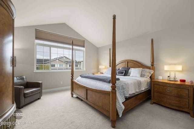 2823 Discovery Bay Dr, Anchorage, AK 99515 - bedroom with lofted ceiling, light colored carpet, and baseboards