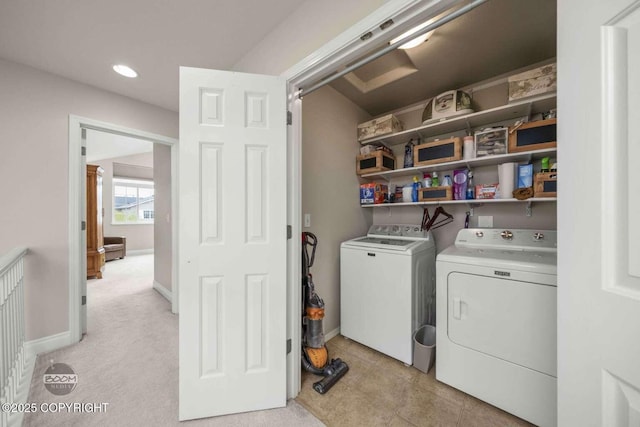 2823 Discovery Bay Dr, Anchorage, AK 99515 - laundry area featuring independent washer and dryer, baseboards, and recessed lighting