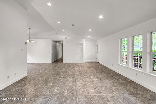 1151 W Gail Dr, Wasilla, AK 99654 - spare room featuring lofted ceiling, baseboards, recessed lighting, and a chandelier