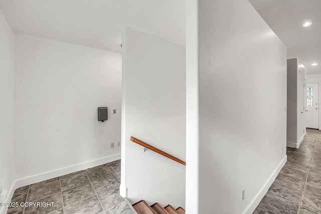 1151 W Gail Dr, Wasilla, AK 99654 - hallway with baseboards, recessed lighting, and an upstairs landing