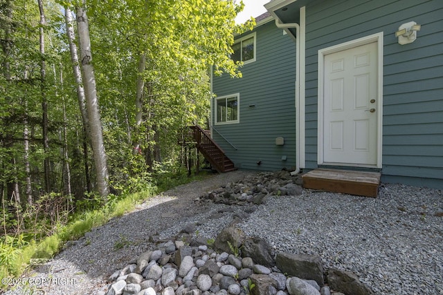 22553 Whispering Birch Dr, Chugiak, AK 99567 - rear view of house with stairway