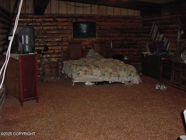 9300 Buddy Werner Dr, Anchorage, AK 99507 - carpeted bedroom featuring log walls