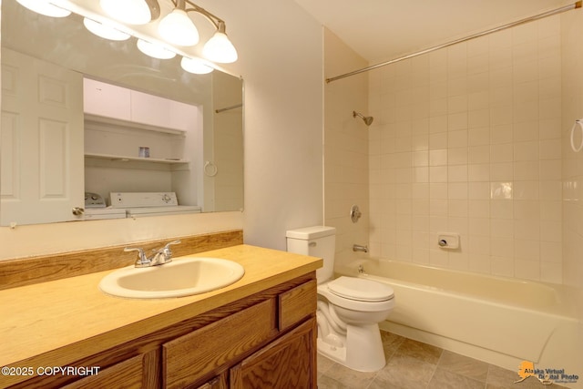329 Gaylene Cir, Anchorage, AK 99504 - full bath featuring toilet, shower / tub combination, and vanity