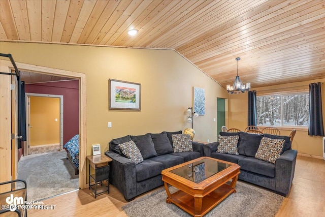 33773 Ruth Glacier Ave, Talkeetna, AK 99676 - living area featuring wood ceiling, vaulted ceiling, wood finished floors, and a chandelier