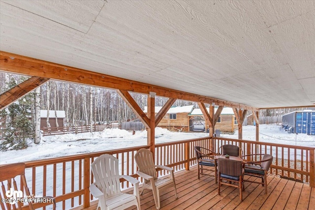 33773 Ruth Glacier Ave, Talkeetna, AK 99676 - snow covered deck with outdoor dining area