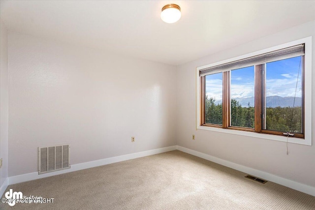 174 E Leota St, Wasilla, AK 99654 - spare room featuring light colored carpet, baseboards, and a mountain view