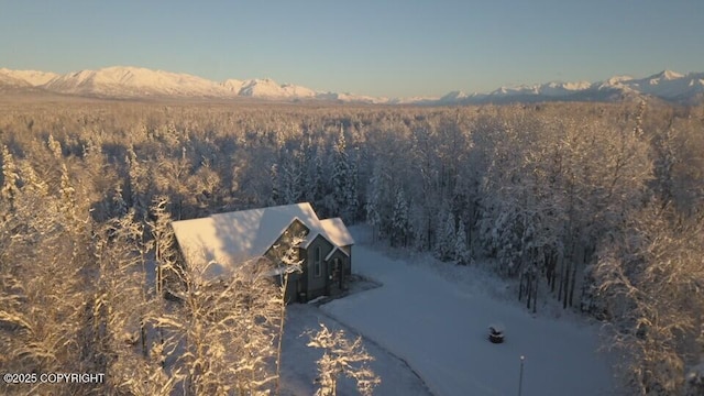 2295 N Filly Cir, Wasilla, AK 99654 - aerial view of property and surrounding area featuring a forest and mountains